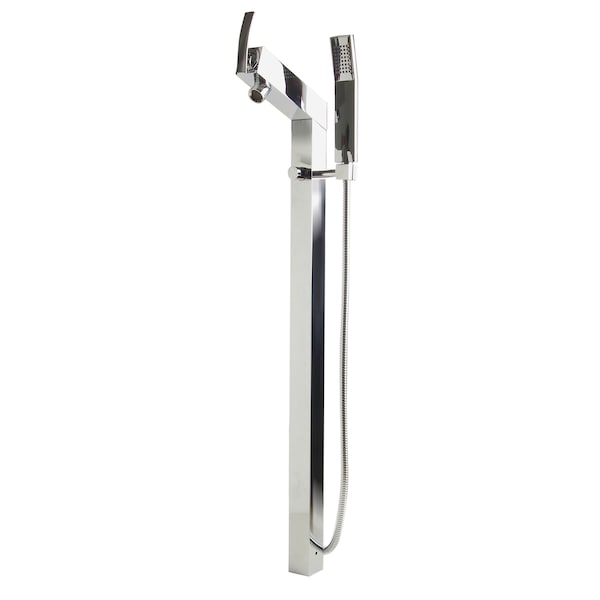 Alfi Brand Polished Chrm Floor mount Tub Filler + Mixer /w Hand Held Shower Head AB2728-PC - main